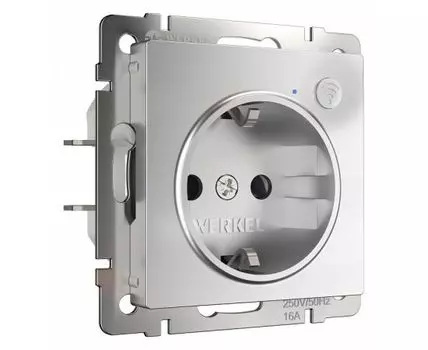 Розетка с заземлением и шторками, без рамки с Wi-Fi Werkel серебряный W1171606