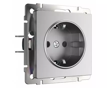 Розетка с заземлением и шторками, без рамки Werkel серебряный матовый W1171165