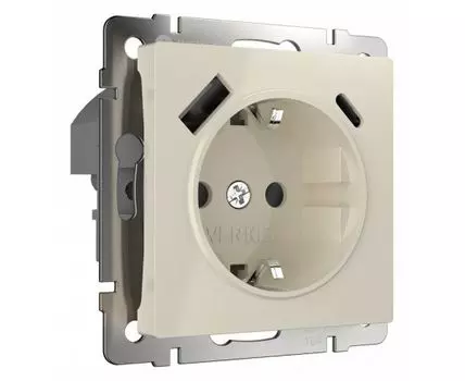 Розетка с заземлением, шторками и 2хUSB, без рамки Werkel слоновая кость W1171703