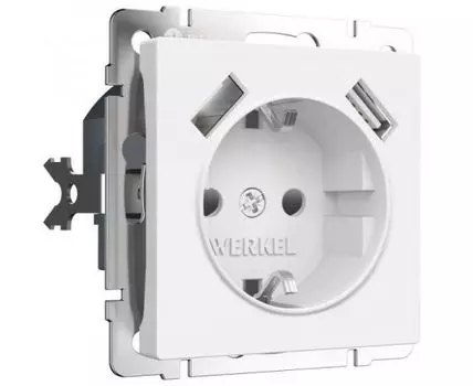 Розетка с заземлением, шторками и USB Werkel