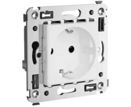 Розетка в стену, 2P+E, с з/ш, "Avanti", "Белое облако"