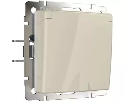 Розетка влагозащ. с зазем. с защит. крышкой и шторками Werkel WL03-SKGSC-01-IP44-ivory