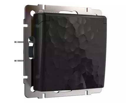 Розетка влагозащ. с зазем. с защит. крышкой и шторками (черный) Hummer