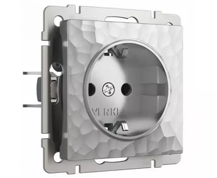 Розетка влагозащищенная с заземлением и шторками, без рамки Werkel Hammer W1271106 (серебряный)