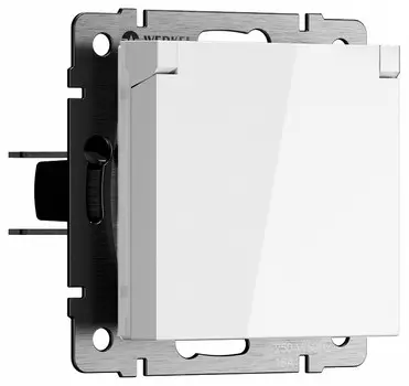 Розетка влагозащищенная с заземлением и со шторкой, без рамки с крышкой Werkel белые W1171201