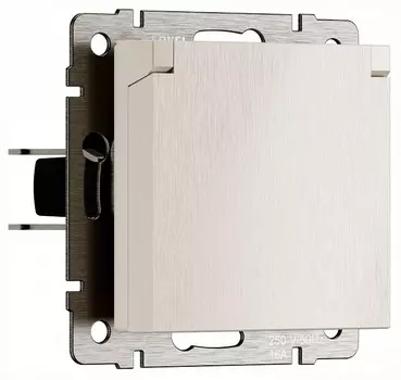 Розетка влагозащищенная с заземлением и со шторкой, без рамки с крышкой Werkel перламутровый рифленый W1171213