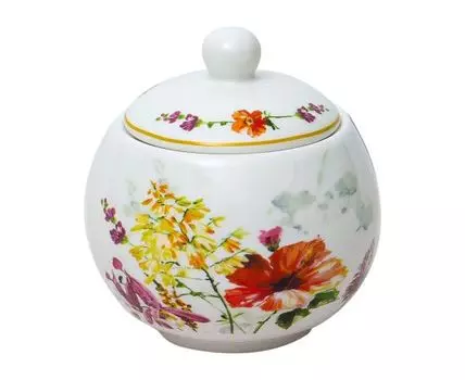 Сахарница Акварельный букет (Белый)