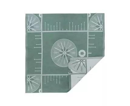Салфетка из хлопка зеленого цвета с рисунком Ледяные узоры New Year Essential (Зеленый, 53)
