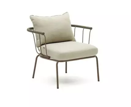 Salguer Кресло из зеленого шнура и стали с коричневой окраской