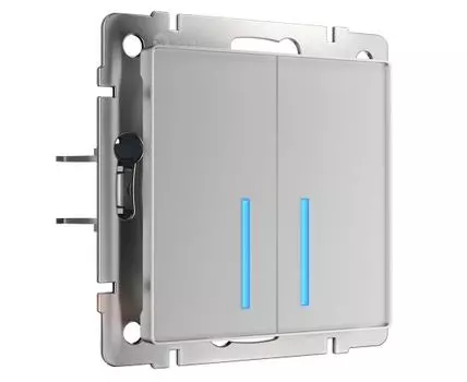 Сенсорный выключатель двухклавишный с управлением по Wi-Fi (серебряный) Werkel