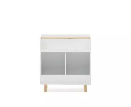 Serwa Книжный шкаф из белого МДФ с ножками из массива сосны