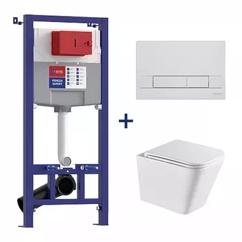 Сет: Инсталляция Lemark PENEDA EXPERT + кнопка BIT хром глянец + унитаз FLOREX бел глянец