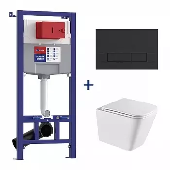 Сет: Инсталляция Lemark PENEDA EXPERT + кнопка смыва BIT чёрн. матовый + унитаз FLOREX бел. глянец