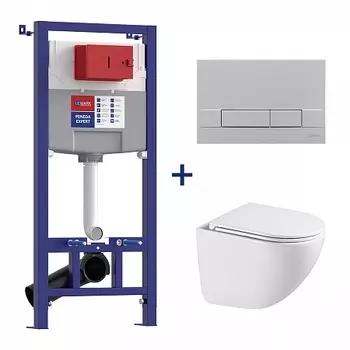 Сет: Инсталляция Lemark PENEDA EXPERT + кнопка смыва BIT хром матовый + унитаз GLAZER бел. глянец