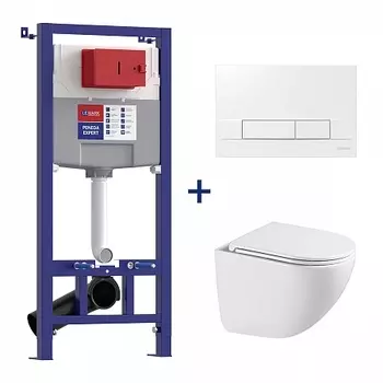 Сет: Инсталляция Lemark PENEDA EXPERT + кнопка смыва BIT бел. глянец + унитаз GLAZER бел. глянец