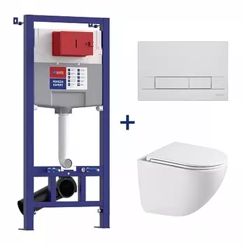 Сет: Инсталляция Lemark PENEDA EXPERT + кнопка смыва BIT хром глянец + унитаз GLAZER бел глянец