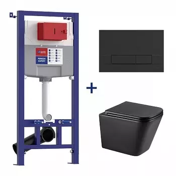 Сет: Инсталляция Lemark PENEDA EXPERT + кнопка смыва BIT чёрн. матовый + унитаз FLOREX чёрн матовый