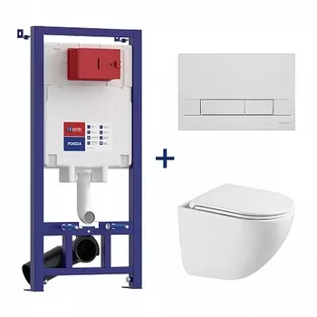 Сет: Инсталляция Lemark PENEDA + кнопка смыва BIT хром глянец + унитаз GLAZER бел. глянец