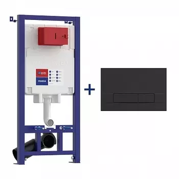 Сет: Инсталляция Lemark PENEDA + кнопка смыва BIT чёрный матовый Soft touch