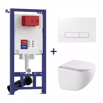 Сет: Инсталляция Lemark PENEDA + кнопка смыва BIT бел. глянец + унитаз GLAZER бел. глянец