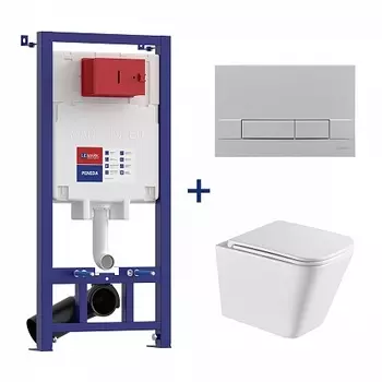 Сет: Инсталляция Lemark PENEDA + смыва BIT хром матовый + унитаз FLOREX белый глянец