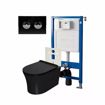 Сет: Инсталляция пневм Point Элемент П PN45121+Клавиша Венера чер/хром PN44072BC+Унитаз Вега чёр мат