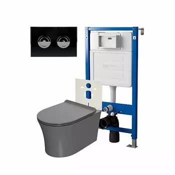 Сет: Инсталляция пневм Point Элемент П PN45121+Клавиша Венера чер/хром PN44072BC+Унитаз Вега сер мат