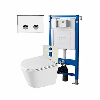 Сет: Инсталляция пневм Point Элемент П PN45121 + Клавиша бел/хром PN44071WC + Унитаз Венера PN41071