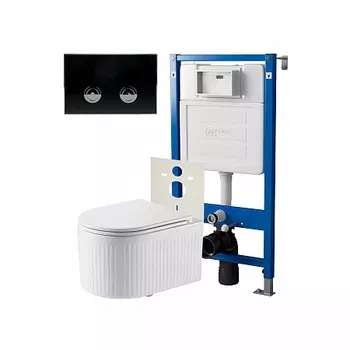 Сет: Инсталляция пневм Point Элемент П PN45121 + Клавиша черн/хром PN44071BC +Унитаз Деметра PN41121