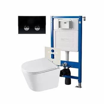 Сет: Инсталляция пневм Point Элемент П PN45121 + Клавиша черн/хром PN44071BC + Унитаз Венера PN41071