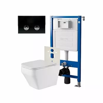 Сет: Инсталляция пневм Point Элемент П PN45121 + Клавиша черн/хром PN44071BC +Унитаз Аврора PN41101