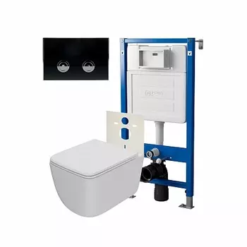 Сет: Инсталляция пневм Point Элемент П PN45121+Клавиша черн/хром PN44071BC+Унитаз Меркурий PN41831WM