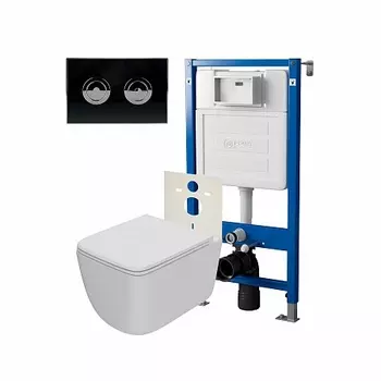 Сет:Инсталляция пневм Point Элемент П PN45121+Клавиша уст в стену чер/хром+Унитаз Меркурий PN41831WM