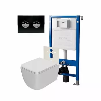 Сет: Инсталляция пневм Point Элемент П PN45121 + Клавиша Венера черн/хром PN44072BC +Унитаз Меркурий