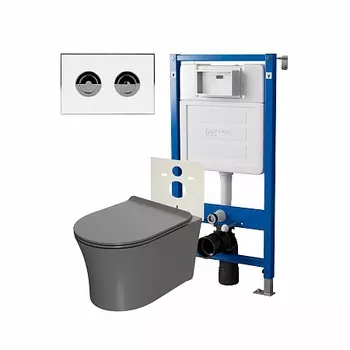 Сет: Инсталляция пневм Point Элемент П PN45121+Клавиша Венера бел/хром PN44072WC+Унитаз Вега сер мат