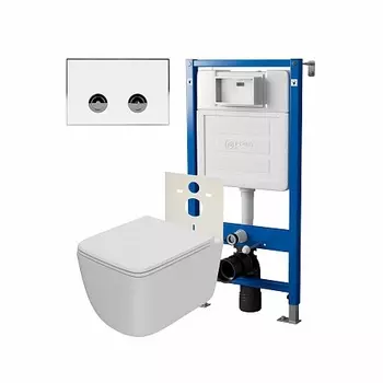 Сет: Инсталляция пневм Point Элемент П PN45121+Клавиша бел/хром PN44071WC +Унитаз Меркурий PN41831WM