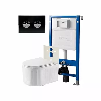 Сет: Инсталляция пневм Point Элемент П PN45121 +Клавиша уст в стену черн/хром+Унитаз Деметра PN41121