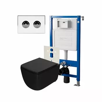 Сет:Инсталляция пневм PointЭлемент П PN45121+Клавиша Венера бел/хрPN44072WC+Унитаз Меркурий чёрн мат