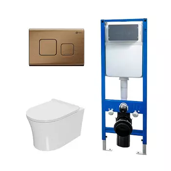 Сет: Инсталляция Point Элемент PN45124 + Клавиша Афина бронза браш PN44041BB + Унитаз Вега PN41711