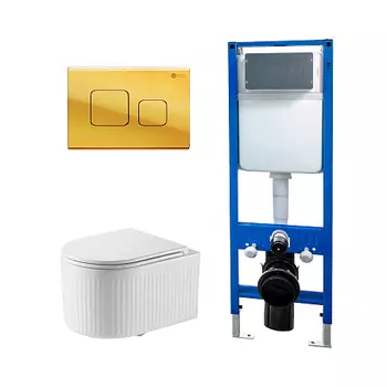 Сет: Инсталляция Point Элемент PN45124 + Клавиша Афина, золото, PN44041G + Унитаз Деметра PN41121