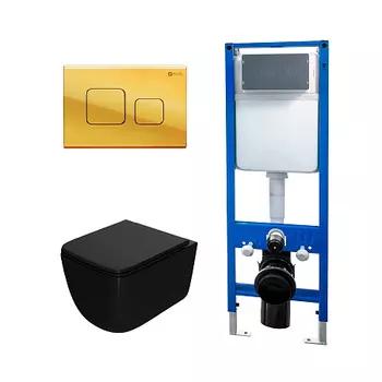 Сет: Инсталляция Point Элемент PN45124 + Клавиша Афина, золото, PN44041G + Унитаз Меркурий PN41831BM