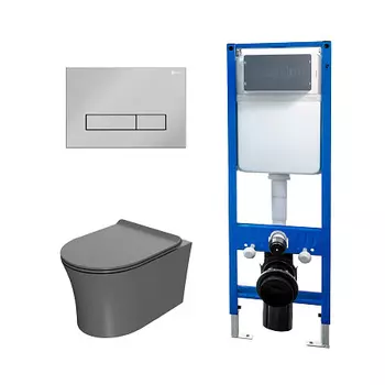 Сет: Инсталляция Point Элемент PN45124 + Клавиша Меркурий, хром, PN44831C + Унитаз Вега PN41711GM