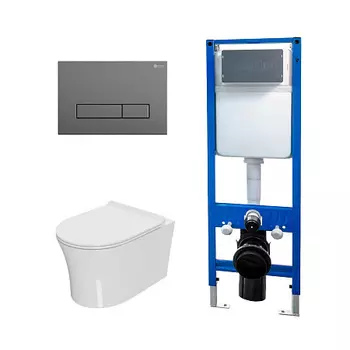 Сет: Инсталляция Point Элемент PN45124 + Клавиша Меркурий сер мат PN44831GM + Унитаз Вега PN41711