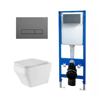 Сет: Инсталляция Point Элемент PN45124 + Клавиша Меркурий сер мат PN44831GM + Унитаз Аврора PN41101