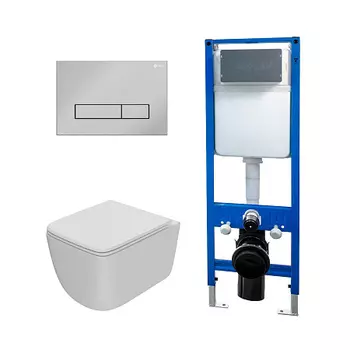 Сет: Инсталляция Point Элемент PN45124 + Клавиша Меркурий хром PN44831C + Унитаз Меркурий PN41831WM