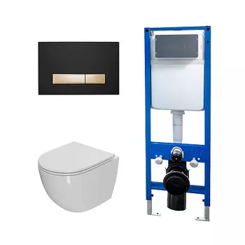 Сет: Инсталляция Point Элемент PN45124 + Клавиша Меркурий PN44831BG черн/зол + Унитаз Афина PN41041