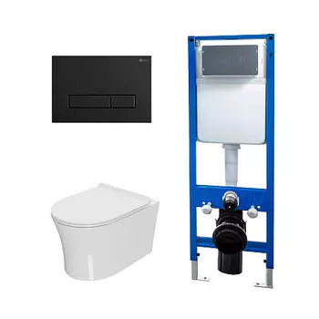 Сет: Инсталляция Point Элемент PN45124 + Клавиша Меркурий черн мат PN44831BM + Унитаз Вега PN41711