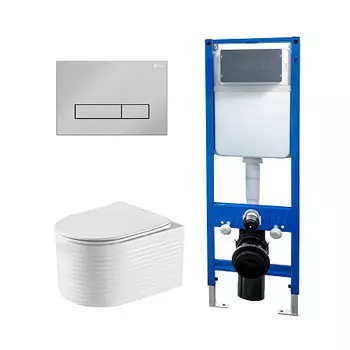 Сет: Инсталляция Point Элемент PN45124 + Клавиша Меркурий, хром, PN44831C + Унитаз Омега PN41902