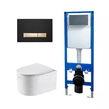 Сет: Инсталляция Point Элемент PN45124 + Клавиша Меркурий PN44831BG черн/зол + Унитаз Омега PN41902