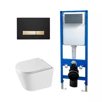 Сет: Инсталляция Point Элемент PN45124 + Клавиша Меркурий PN44831BG черн/зол + Унитаз Венера PN41071